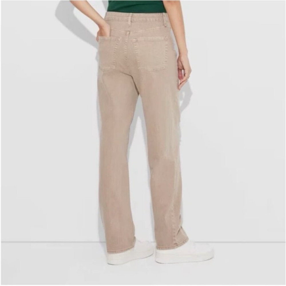 Wild Fable Straight Leg High Rise Distressed Light Brown Casual Denim Jeans NWT - Picture 3 of 13